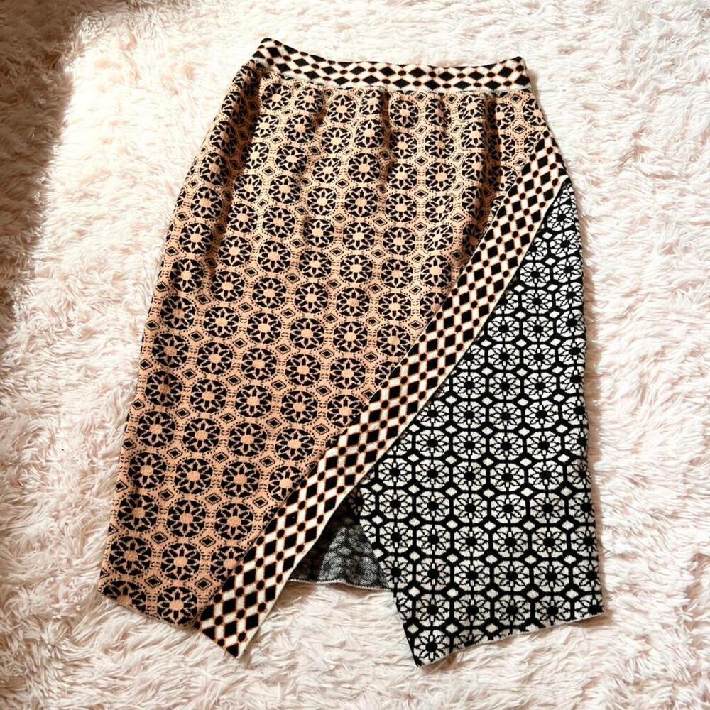 Anthropologie Patchwork Boho Earthy‎ Witchy Hippie Sweater Knit Pencil Skirt